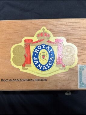 Source Unknown Royal Jamaica Wooden Cigar Box - Yellow, Blue, Red, Gold